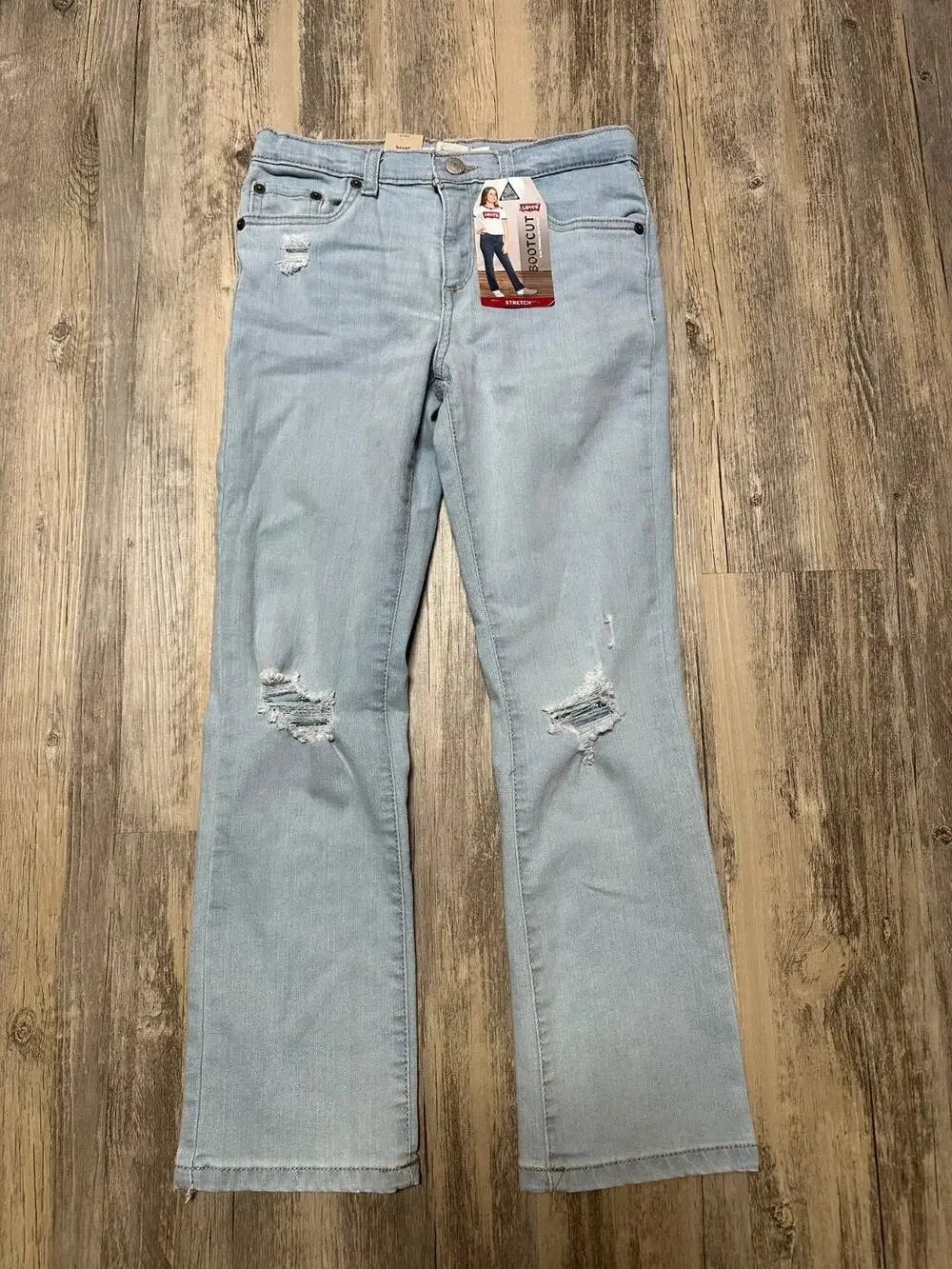 Levi's Bootcut Jeans Blue Stretch Button Pockets Girl's 10 Reg Adjustable Waist